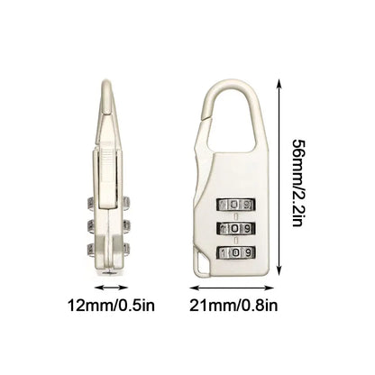 Bags Baggage Door Padlock 3 Dial Digit Combination Secret Safe Code Password Locks Bookbag Anti-theft Backpack Zipper Padlock