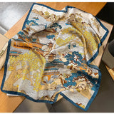 2024 Horse Print Female Silk Neck Scarf Square Hair Scarves Foulard Head Band Shawls Wraps Neckerchief Bandana Women