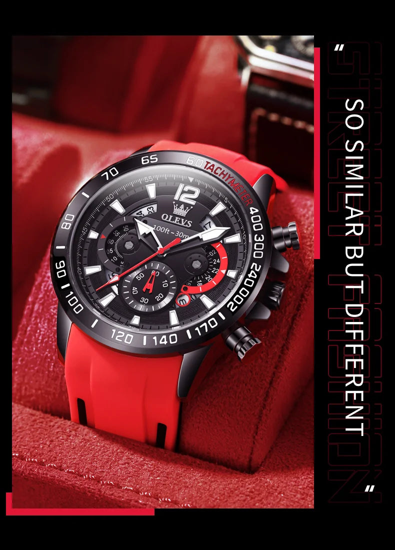 OLEVS 9936 Men's Watch Original Brand Quartz Wristwatch Waterproof Luminous Watches For Men Stylish Design with Silicone Strap