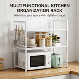 3-Tier Microwave Oven Rack Shelf Kitchen Countertop Oven Rack Expandable Seasoning Storage Rack Stand Storage Tableware Racks