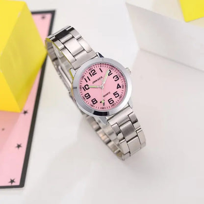 Nuevos relojes de acero inoxidable para niños y niñas, relojes de cuarzo para estudiantes y adultos, regalo de cumpleaños, relojes Montres Kol Kaati 