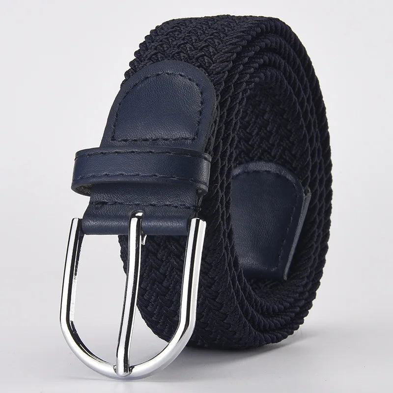 Elastic Nylon Unisex Casual Knitted Pin Buckle Jeans Belt Woven Canvas Elastic Expandable Stretch Waistband for Women Men Girdle