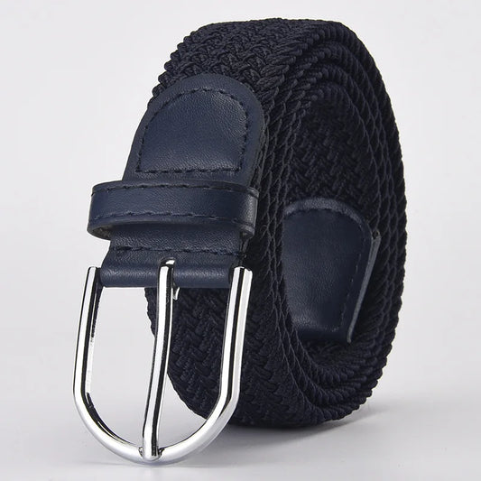 Elastic Nylon Unisex Casual Knitted Pin Buckle Jeans Belt Woven Canvas Elastic Expandable Stretch Waistband for Women Men Girdle