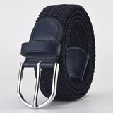 Elastic Nylon Unisex Casual Knitted Pin Buckle Jeans Belt Woven Canvas Elastic Expandable Stretch Waistband for Women Men Girdle