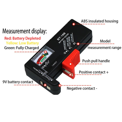 BT-168 AA/AAA/C/D/9V/1.5V batteries Universal Button Cell Battery Colour Coded Meter Indicate Volt Tester Checker BT168 Power