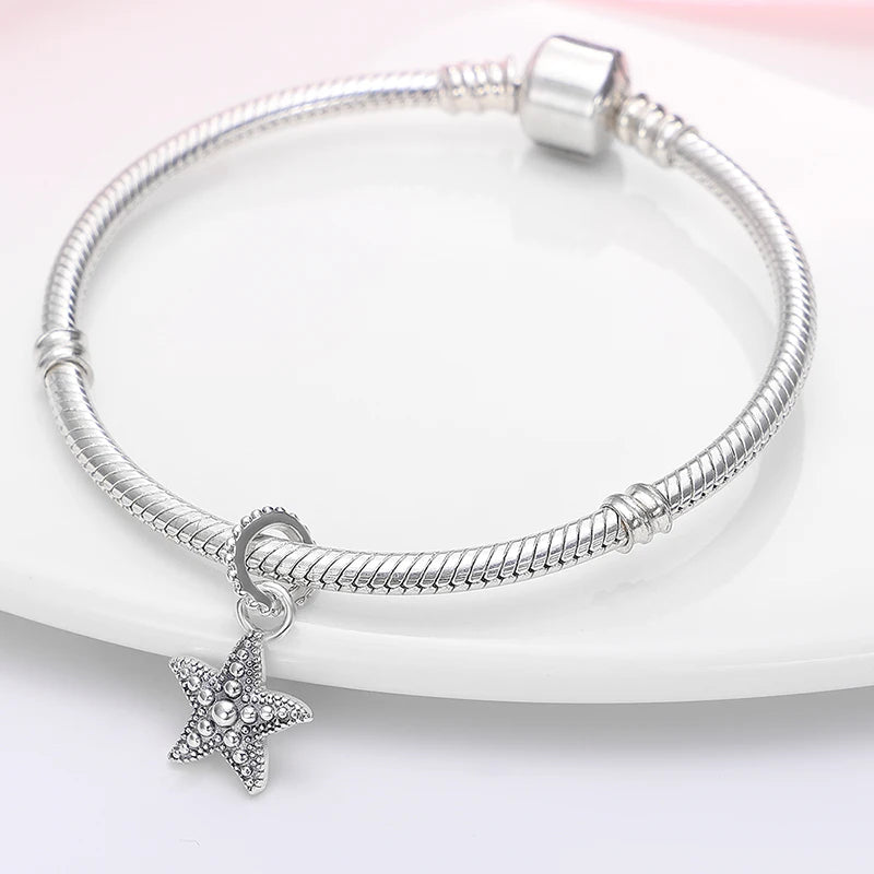 Ocean Series - Original Genuine 925 Sterling Silver Turtle Crab Mermaid Charm Beads Suitable for 3mm Bracelet DIY Making Pendant