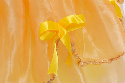 2025 Cosplay Belle Princess Dress Girls Dresses For Beauty and beast Party Clothing Magic stick crown Costume 3-12Y