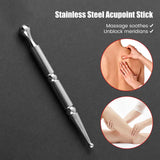 Acupuncture Pen Stainless Steel Deep Tissue Massager Dual Head Facial Reflexology Acupressure Bar for Full Body Meridian Massage