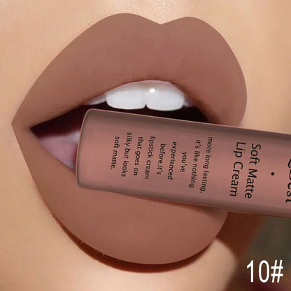 Lápiz labial líquido mate resistente al agua, brillo labial aterciopelado de larga duración, tubo mate nude, pigmento rojo, negro, maquillaje, lápices labiales cosméticos. 