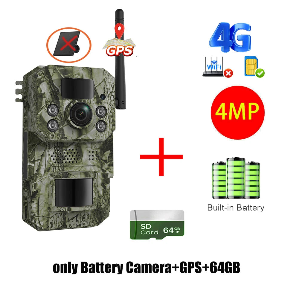 INQMEGA4G 2K 5MP PIR Motion Activated  Trigger Time Night Vision IP66 Hunting Trail Wildlife Battery Solar Camera Forest