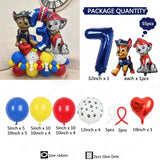 Paw Patrol Latex Balloon Decoration for Boy, Dog Paw Printing, Birthday Party Decorations, Blue Number, 55Pcs 