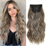 Extensões de cabelo ondulado com clipes conjunto de 6 peças - 55cm com presilhas