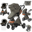 Cochecito de bebé ligero 3 en 1, sistema de viaje de lujo con asiento ajustable, capota y mosquitera para recién nacidos.