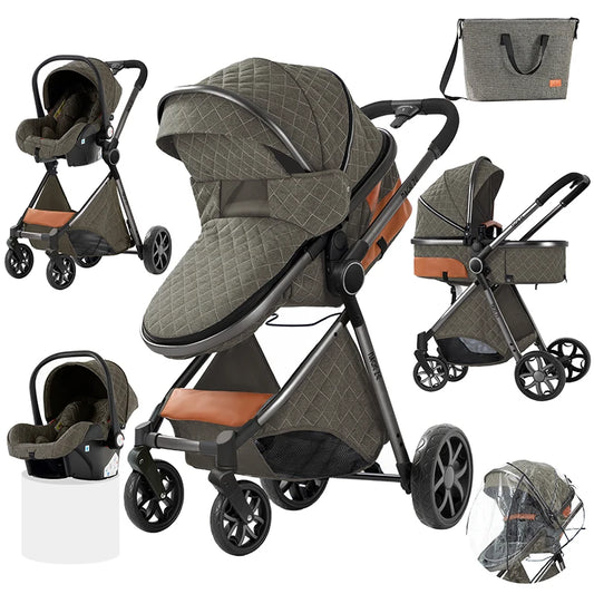Lightweight Baby Stroller 3-IN-1 Luxury Travel System with Adjustable Seat Baby Car with Canopy& Mosquito Net for Newborns New