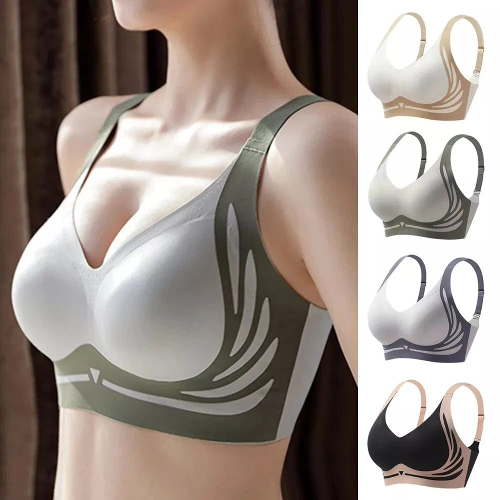 Super Gather Wireless Push-up Bra Women Gathered Up Soft Support Adjustable Underwear Anti-sagging Seamless Lift-up Bra