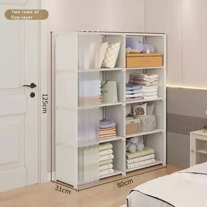 6/5 Layers Dustproof Wardrobe Bedroom Open Simple Assembly Storage Cabinet High Capacity Partition Bookshelf Closet Organizer