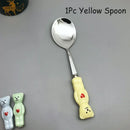 New Cute Bear Spoon Fork Ceramic Dessert Milk Fruit Salad Spoons Cartoon Flatware Kid Cutlery Tableware School Picnic Dinnerware