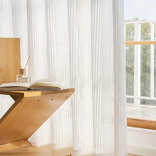 Vertical Louvered Chiffon Transparent Curtains High-quality Sun Shading White Chiffon Suitable for Living Rooms and Bedroom 1PC