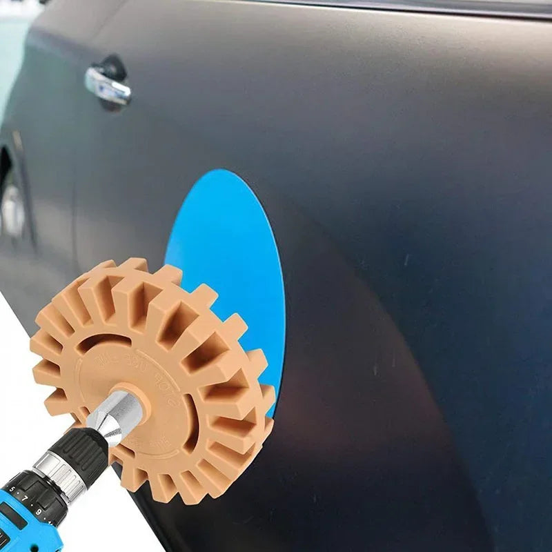 Car Eraser Wheel Adhesive Remover Rubber Wheel Smooth Power Drill Adapter Removal Paint Repair Rubber Vinyl Decals Removal Tool