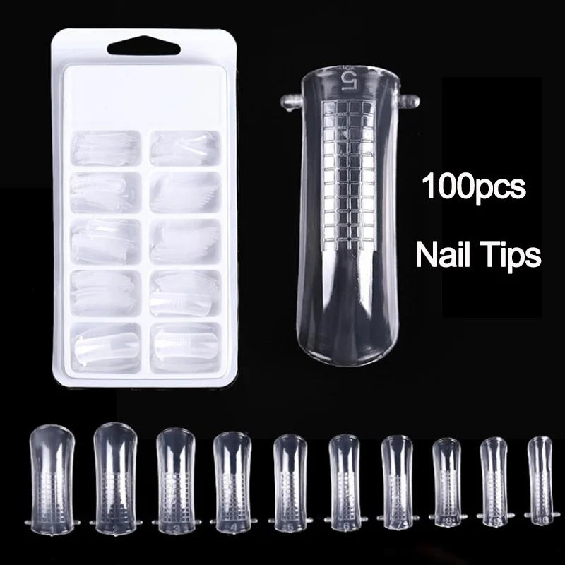 20/100Pcs False Clear Nails Full Cover Nail Tips DIY Manicure Tool For Acrylic UV Nail Gel Quick Extension Tool Kits