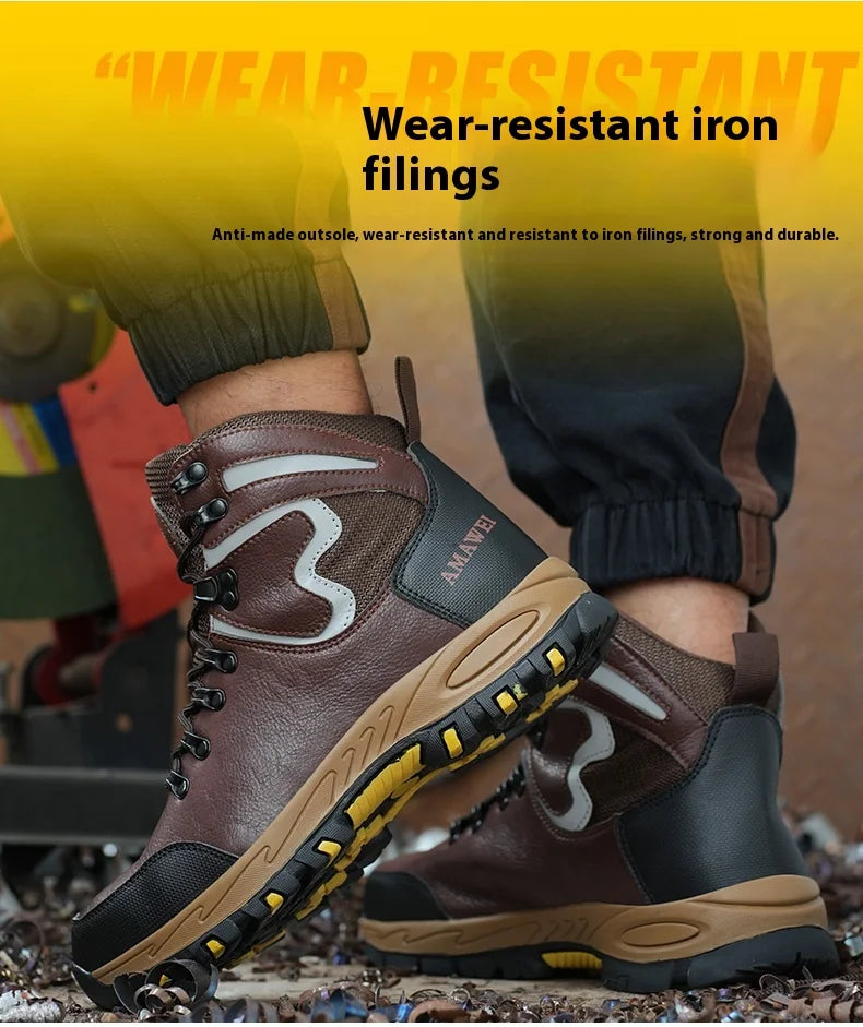 High Top Safety Shoes Men Steel Toe Work Shoes Men Women Work Safety Boots Anti Smash Safety Indestructible waterproof boots