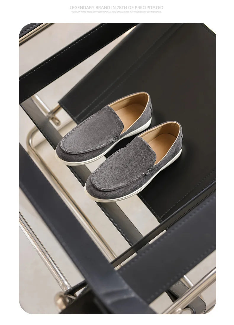 Men's Flat Loafers 2025 Frosted Suede Flat Shoes Comfortable Non-Slip Fashion Loafers Lightweight Trendy Outdoor Casual Shoes