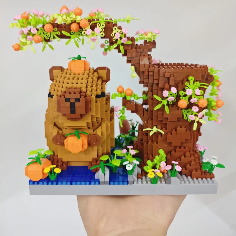 KNEW BUILT DIY Capybara Pen Holder Micro Mini Building Block Toy-Perfect for Students,Easy Assemble,Ideal Holiday Gift for Kids