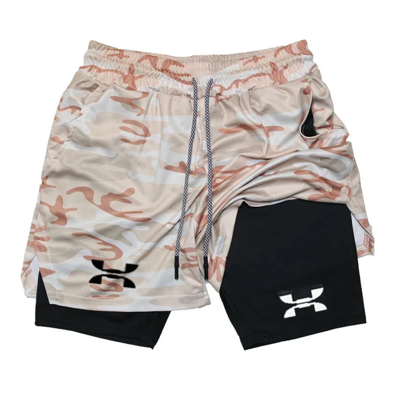 Pantalones cortos deportivos 2 en 1 para hombre, de secado rápido, para entrenamiento, gimnasio, fitness, correr, verano, FD22273300