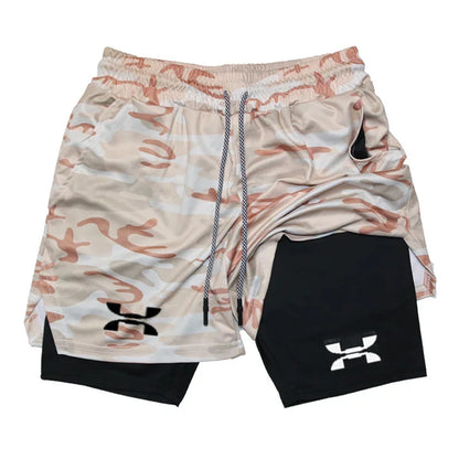 Pantalones cortos deportivos 2 en 1 para hombre, de secado rápido, para entrenamiento, gimnasio, fitness, correr, verano, FD22273300