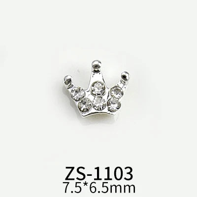 10pcs New Crown Alloy Zircon Nail Art Charms Silver Shiny Crystals Jewelry Hot Sale Nails Decoration 3D Manicure Accessories %2