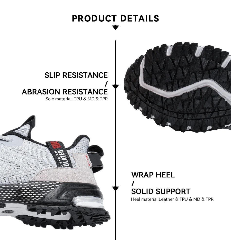 Baasploa Men Running Shoes Mesh Breathable Sport Shoes For Men Fashion Lightweight Casual Sneakers Non-Slip Lace Up Plus Size 50