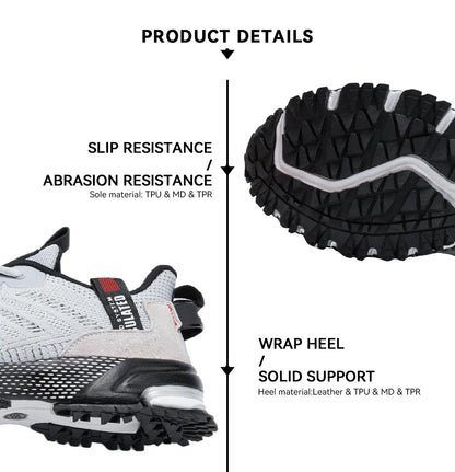 Baasploa Men Running Shoes Mesh Breathable Sport Shoes For Men Fashion Lightweight Casual Sneakers Non-Slip Lace Up Plus Size 50