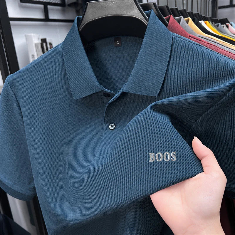Cotton100% Men's Summer High Quality Short Sleeves Polo Shirt Lapel Button Letter Printing T-Shirt Business Leisure Men Clothing