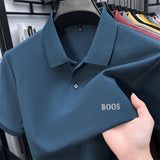 Cotton100% Men's Summer High Quality Short Sleeves Polo Shirt Lapel Button Letter Printing T-Shirt Business Leisure Men Clothing