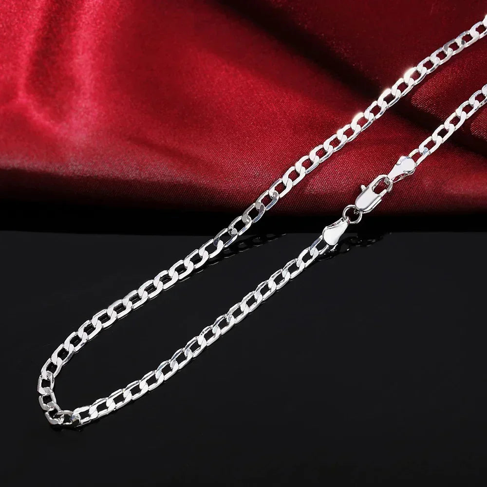 Collar de plata de ley 925 para hombre, venta al por mayor, 2/4/6/8/10/12 mm, cadena de 40-75 cm, cierre de langosta, joyería de compromiso para hombre, niño y mujer.