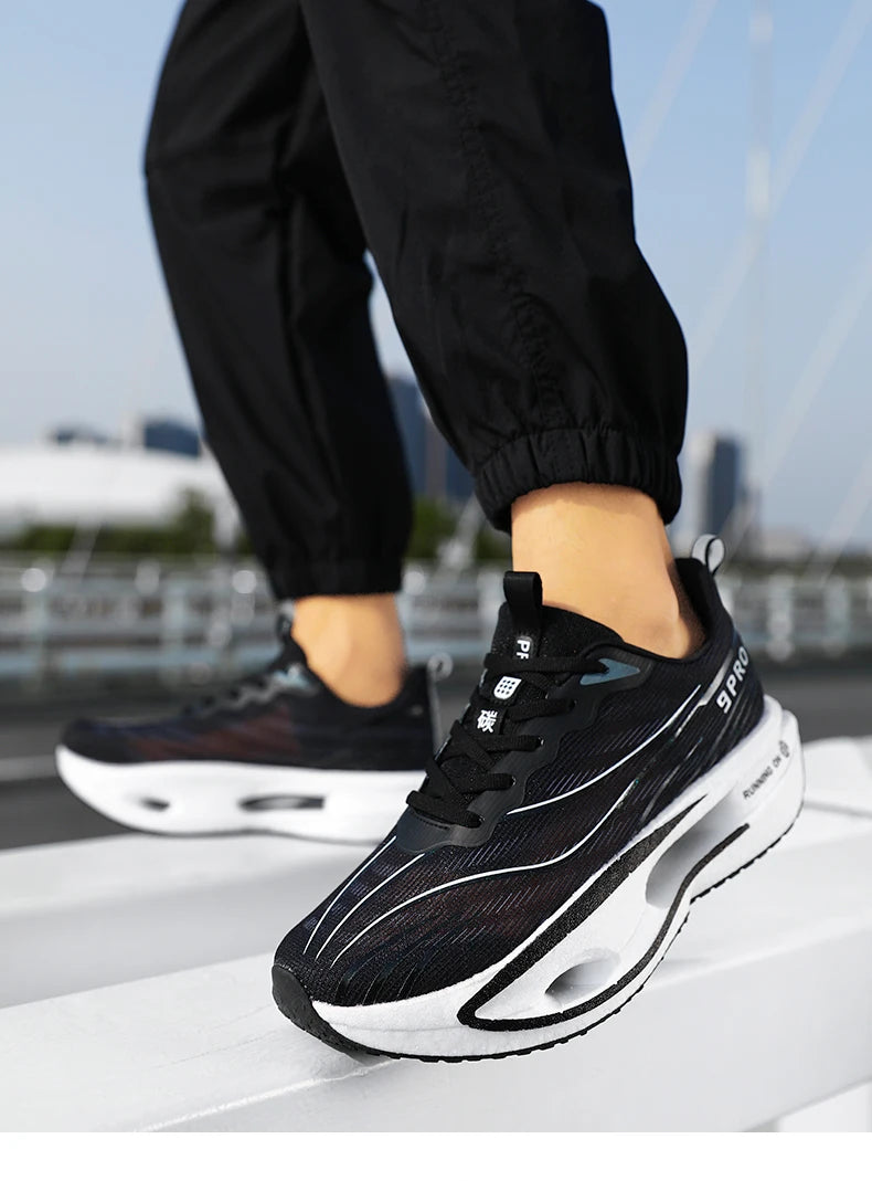 2025 New Men's Sneakers Thick Bottom Cushioning Running Shoes Athletic Training Carbon Plate Jogging Shoes Women's Tennis Shoes