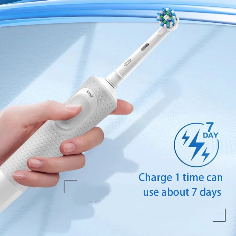 Cepillo de dientes eléctrico Oral B Vitality Cross Action recargable con temporizador de 2 minutos y rotación para dientes blancos y limpios. Cepillo blanco y negro.