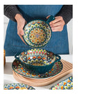 1Pcs Bohemia Retro Ceramic Dinner Plates Sets Food Plate Household Tableware Set Breakfast Plates Salad Soup Bowls Dinnerware