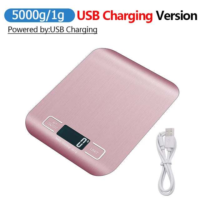 5kg/10kg Digital Kitchen Scale LCD Display Stainless Steel Electronic Scale Home Jewelry Food Snacks Baking Weighing Tools 
