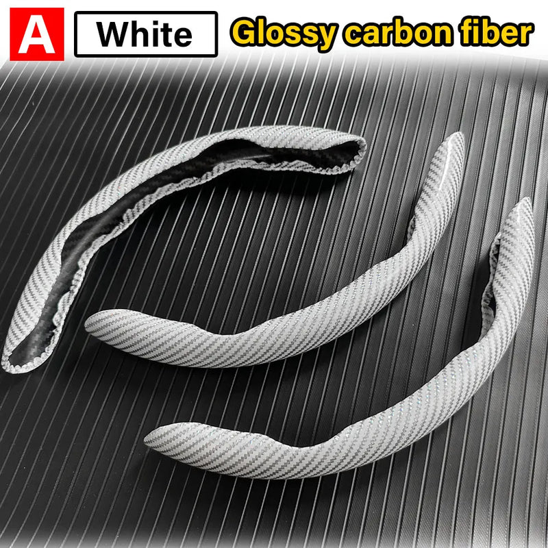 3PCS Carbon Fiber Car Round Steering Wheel Cover Non-Slip Steering Cover Protector Anti Dust Washable Interior Auto Accessories