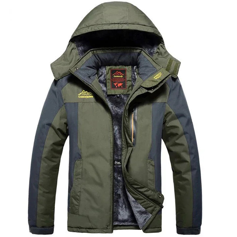 Winter Jacket Men Thick Fleece Waterproof Outwear Coats Men's Windbreaker Army Green Parka Raincoat Plus Size 9XL