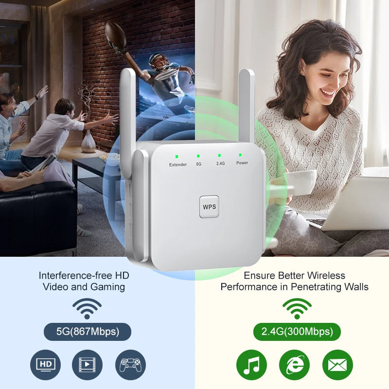 FSU 5G WiFi Repeater Wifi Amplifier Wifi Extender Network Wifi Booster 1200Mbps Long Range Wireless network internet  Repeater