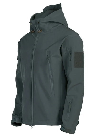 Chaqueta militar informal con capucha para hombre, estilo aviador, de combate, impermeable, de piel de tiburón, estilo softshell, táctica
