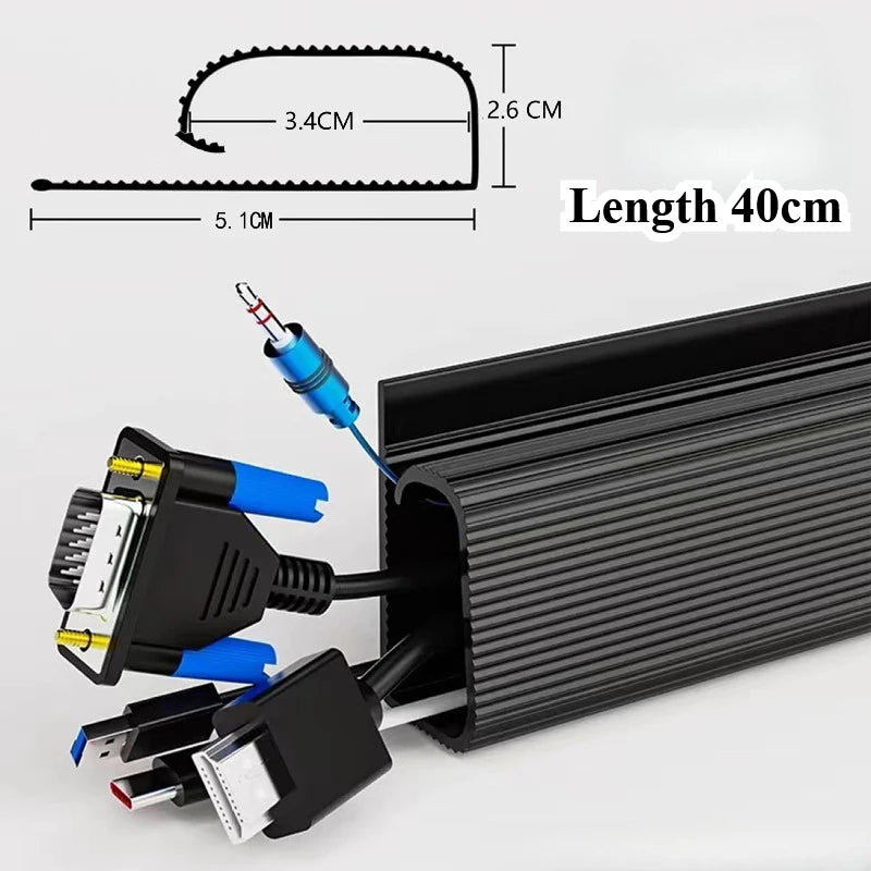 Under-Desk Cable Organizer 40cm Self-Adhesive Cable Management Cables Raceway For Home and Office