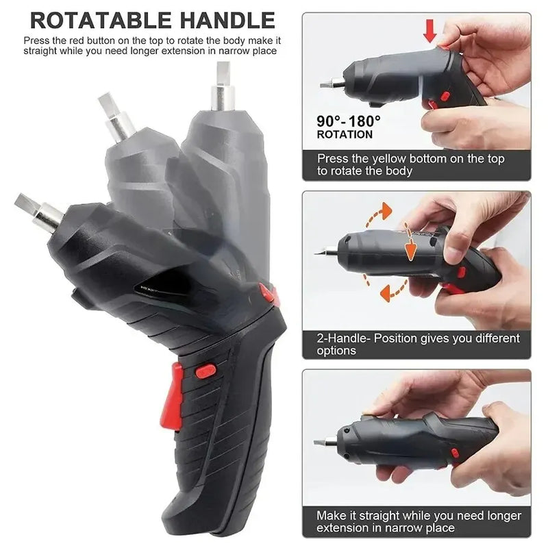 3.6V Screwdriver Kit Rechargeable Lithium Battery Cordless Electric Screwdriver Drill Kit Folding Home Power Tools