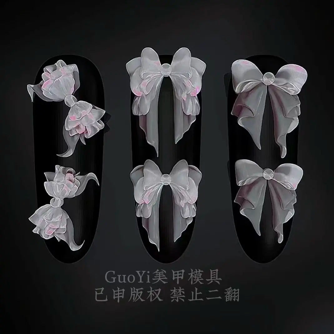 1pc Bowknot Candles Jellyfish Shell Rose Leaf  3D Acrylic Mold Nail Art Decoration Nails DIY Design Silicone  Nails Mold