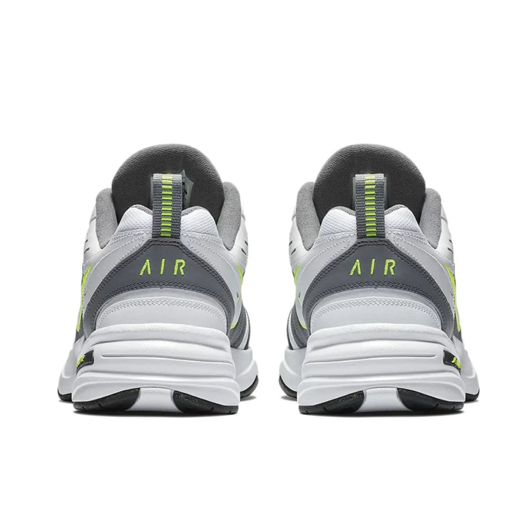 Zapatillas Nike Air Monarch 4 Low para hombre y mujer, clásicas, retro, informales, cómodas y acolchadas, blancas y plateadas.