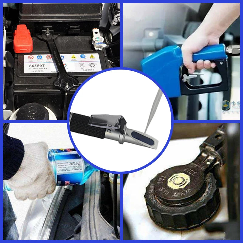 Refractómetro ATC, punto de congelación de anticongelante, comprobador de refrigerante, concentración de AdBlue, etilenglicol, refractómetro para baterías de coche
