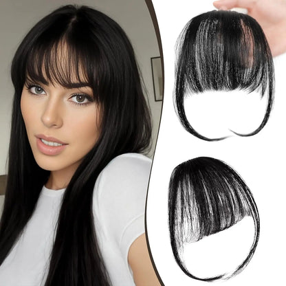 Franja de ar sintética invisível falsa, extensão de cabelo com prendedor frontal, peças de cabelo, franja de ar, fibra, bom acessório de estilo de cabelo