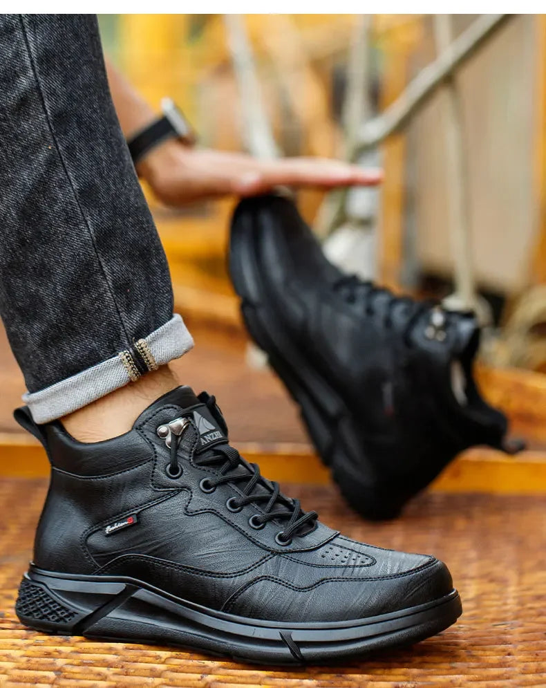 waterproof safety sneaker for men winter anti-slip boots man construction indestructible black work boots steel nose work shoes